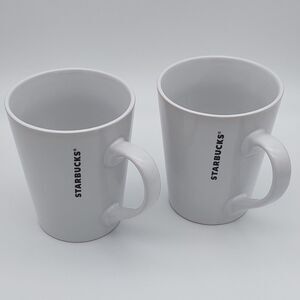 Pair of 2 2016 Starbucks Coffee 13 oz White Ceramic Cup Mugs Logo